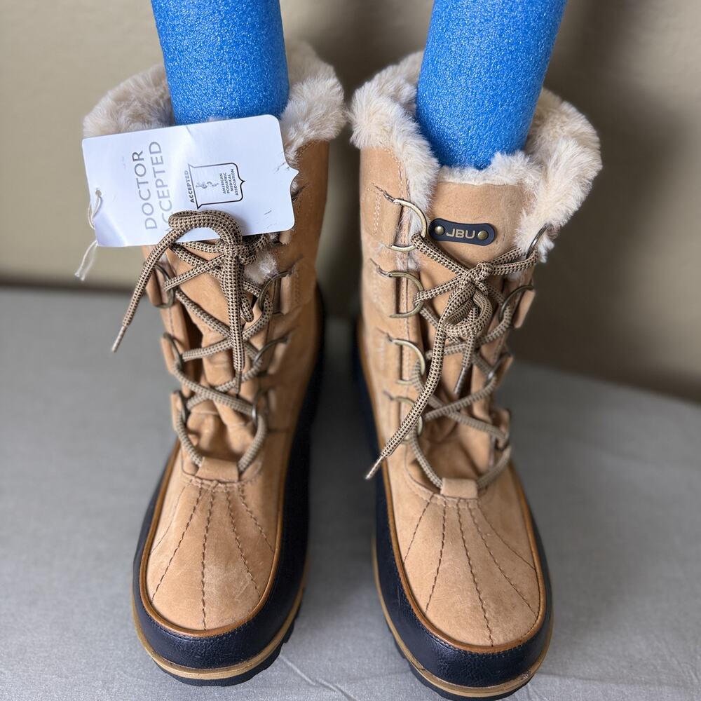 JBU Brunswick Women’s 11M Tan Faux Fur Lace Up Winter Snow Boots NWT